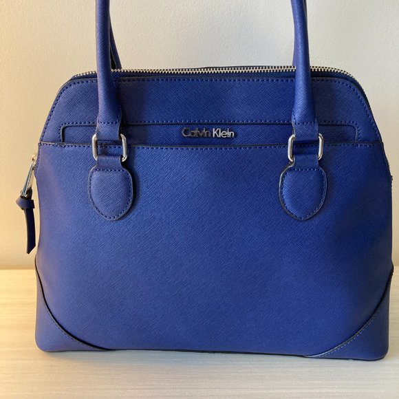 Calvin Klein - Navy Blue Satchel Purse with Strap - Picture 4 of 11